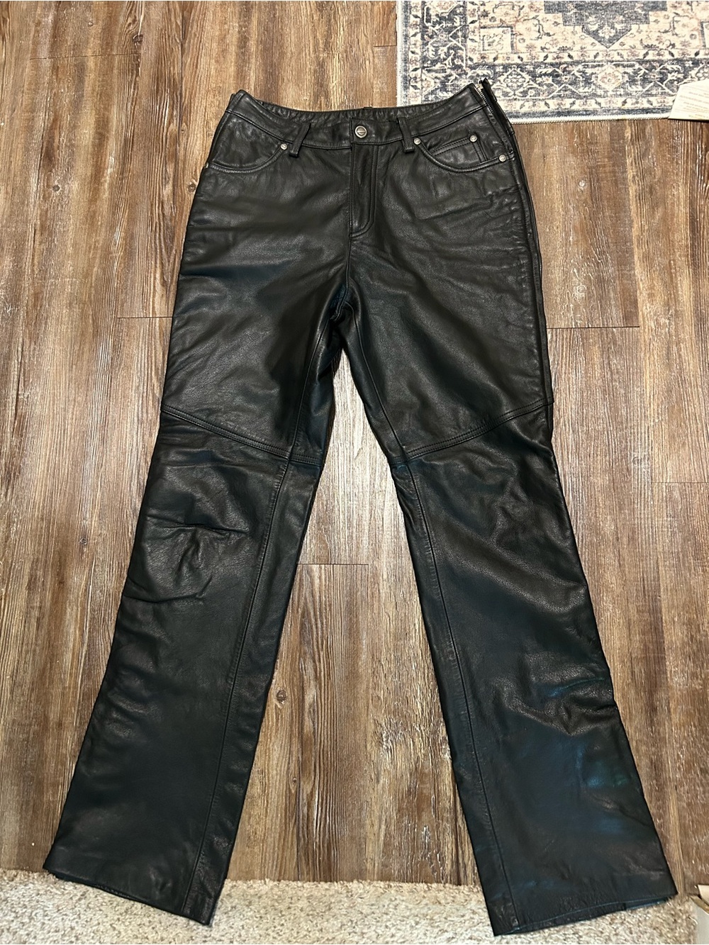 Women’s Harley Davidson Leather Full Zip Motorcycle Riding Pants size 36/8